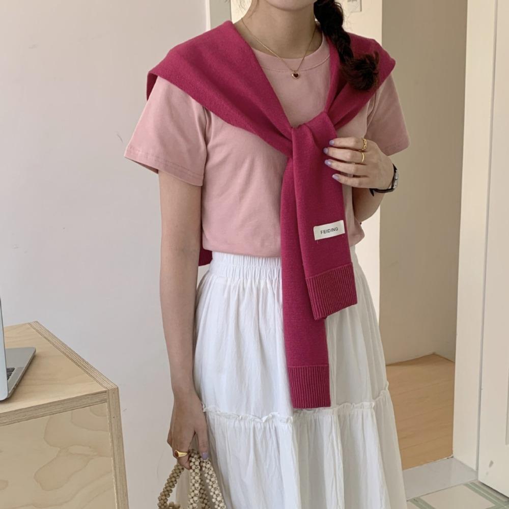 

Блузка Плечи Вязаный Шарф Однотонный Завязанный Кейп Элегантная Вязаная Шаль Девушка розы красного