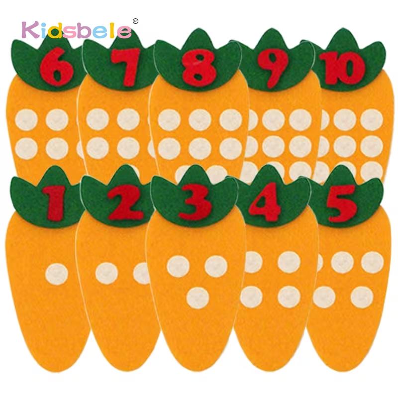 Children Diy 1-10 Number Montessori Digital Carrot Cartoon Math Teaching Aid Number Cognitive Kindergarten Activity Material Toy