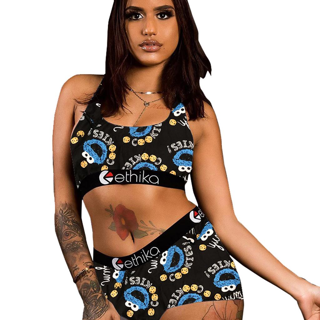 D9179 Hot Sale European and American Women's Clothing, Sexy Pattern Printed Shorts Set Yoga Pants Set Swimsuit