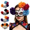 Day of The Dead Skull Masque Halloween Masquerade Masque, Flower Mexican Exotic for Adults Eye Cushion Costume, Fancy Dress, Cosplay Party Face