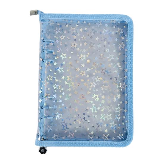 Zipper Binder Transparent Window Design Star Pattern PVC Cover Card Organizer with Multiple Slots Portable Card Holder Binder for Idol Cards Photo