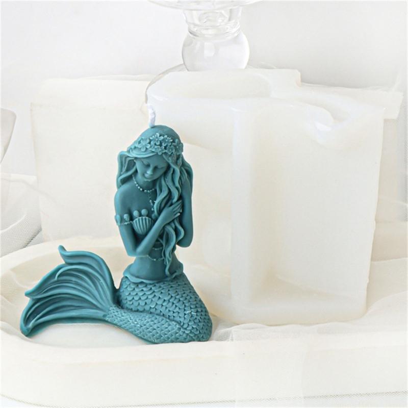 QX2E Silicone Mold Large Oceanid Mermaid Resin Mould DIY Shell Conch Soap Mold