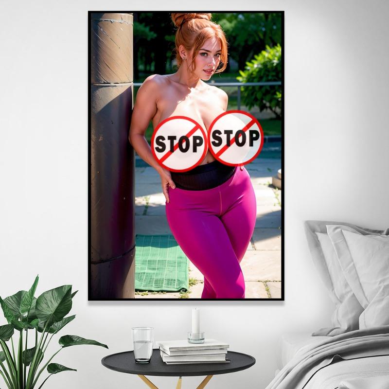 AI painting European and American sexy big breasted naked woman canvas poster uncensored blonde beauty erotic wall art