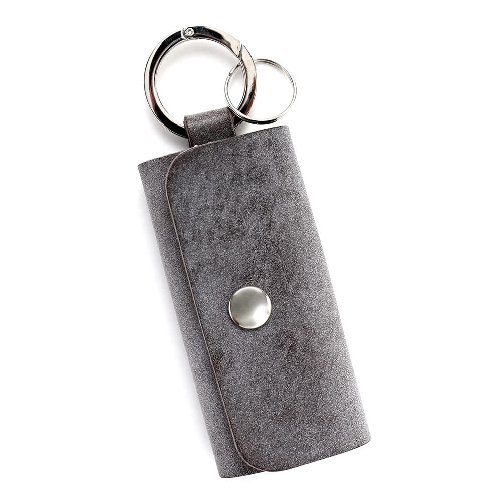 

AGILITY affa Key Case Slim Compact Vertical 3 Ring Carabiner Genuine Leather Key Hook Barquette сірий колір