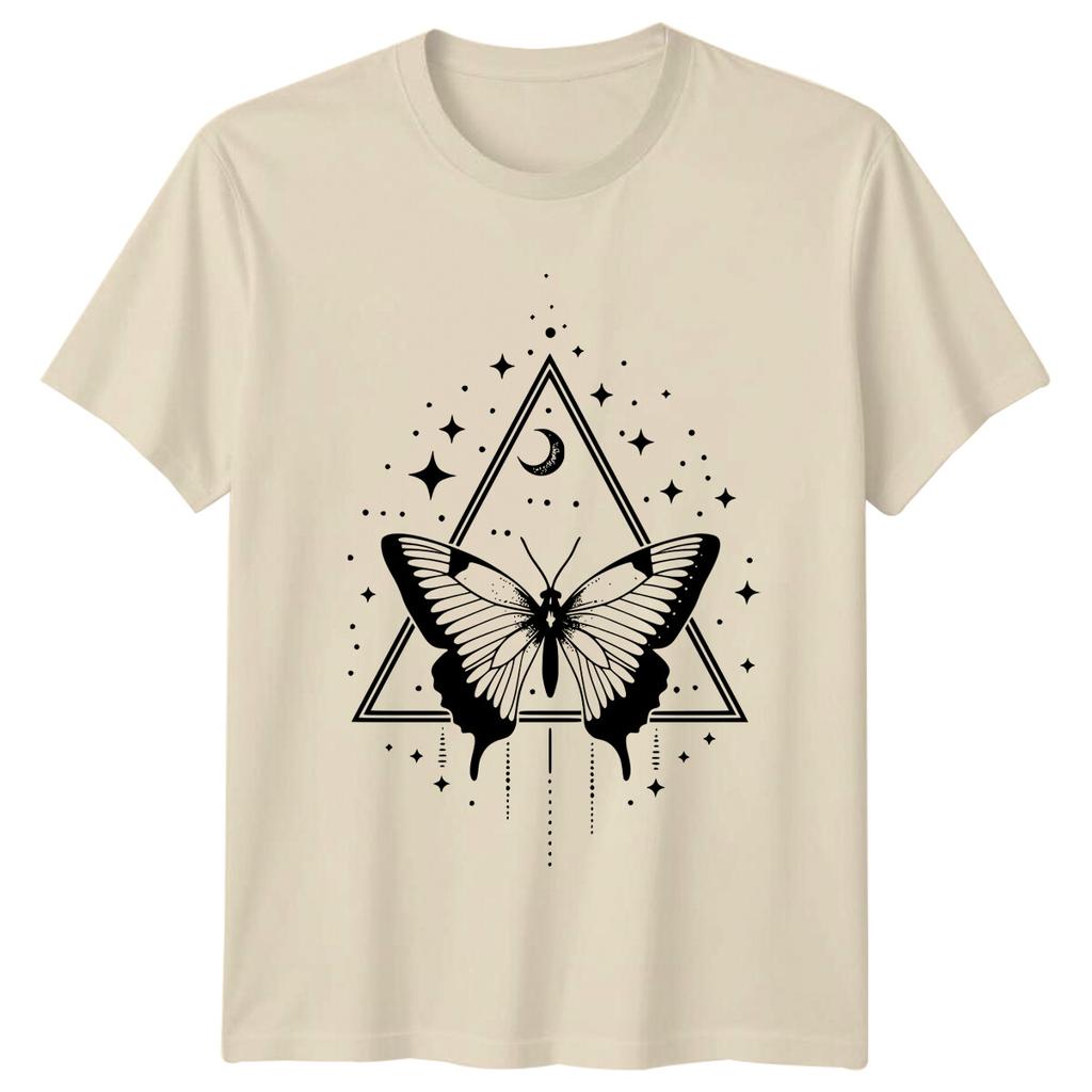 Celestial Butterfly T-Shirt Crescent Moon & Stars Graphic Tee