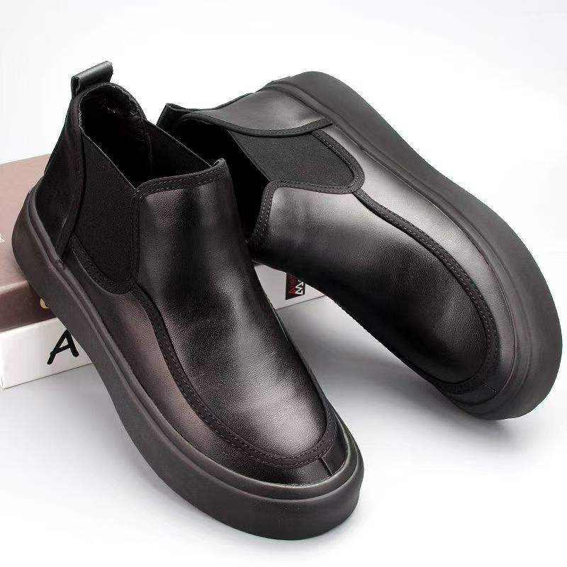 Fashion Elegantes High Top Man Shoes Comfortable Mens Chelsea Boots Casual Leather Ankle Boots Formal Dress Footwear Soft Slip On Botas
