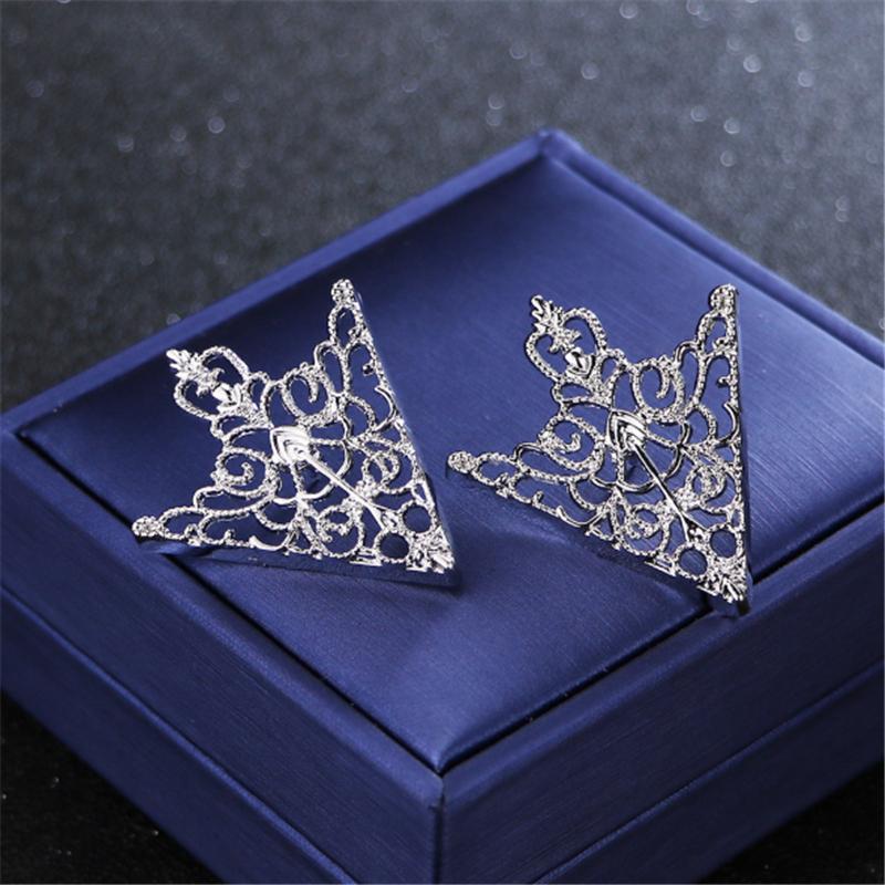 Triangle Shirt Collar Pin for Men and Women Geometric Hollowed Out Brooch Pins Corner Emblem Jewelry Accessories
