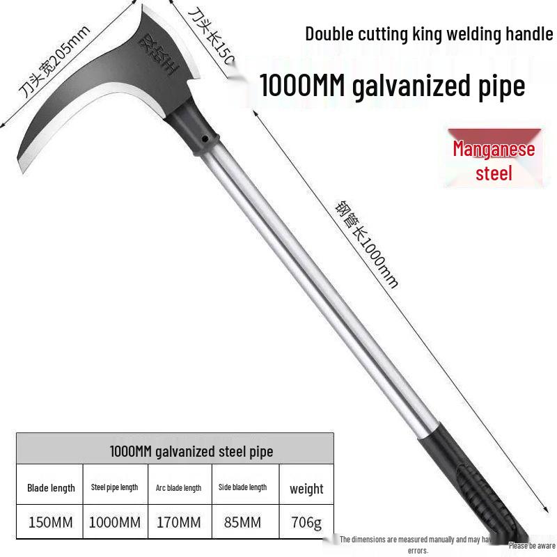 High Manganese Steel Double-Edged Sickle: Multi-Functional 1m Outdoor Brush Knife for Grass, Firewood, and Tree Cutting.