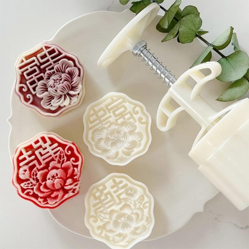 Formy do ciastek księżycowych z pomyślnymi wzorami Funkcjonalna ręczna prasa do ciastek księżycowych Wytłaczane formy na przysmaki dla entuzjastów deserów