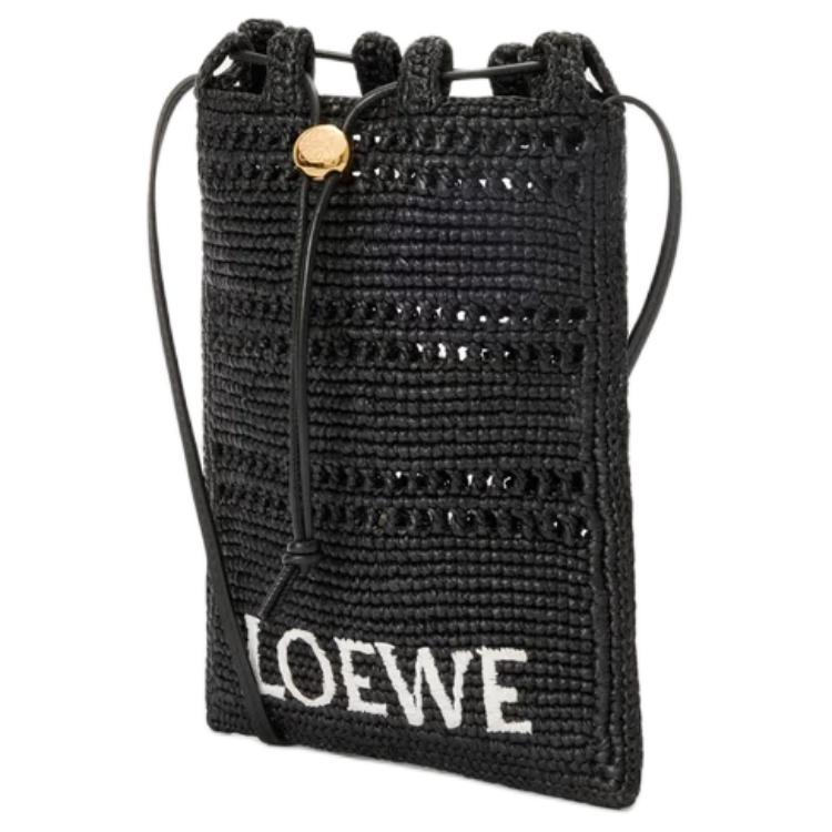 Loewe Anagram Pebble Logo Minimalist Fashion Raffia Crossbody Bag Men Bags Black C756PHPX05-1100