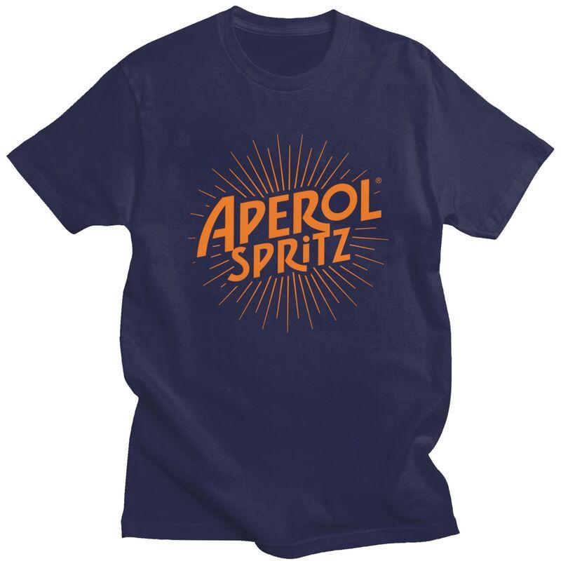 T-shirt da uomo a maniche corte in puro cotone, T-shirt casual, Top Streetwear, T-shirt, Cocktail personalizzato, Drink all'arancia, Spritz, Aperol