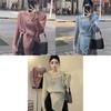 Hanbok Irregular Shine Thread Sun Protection Tshirt For Autumn Casual Women