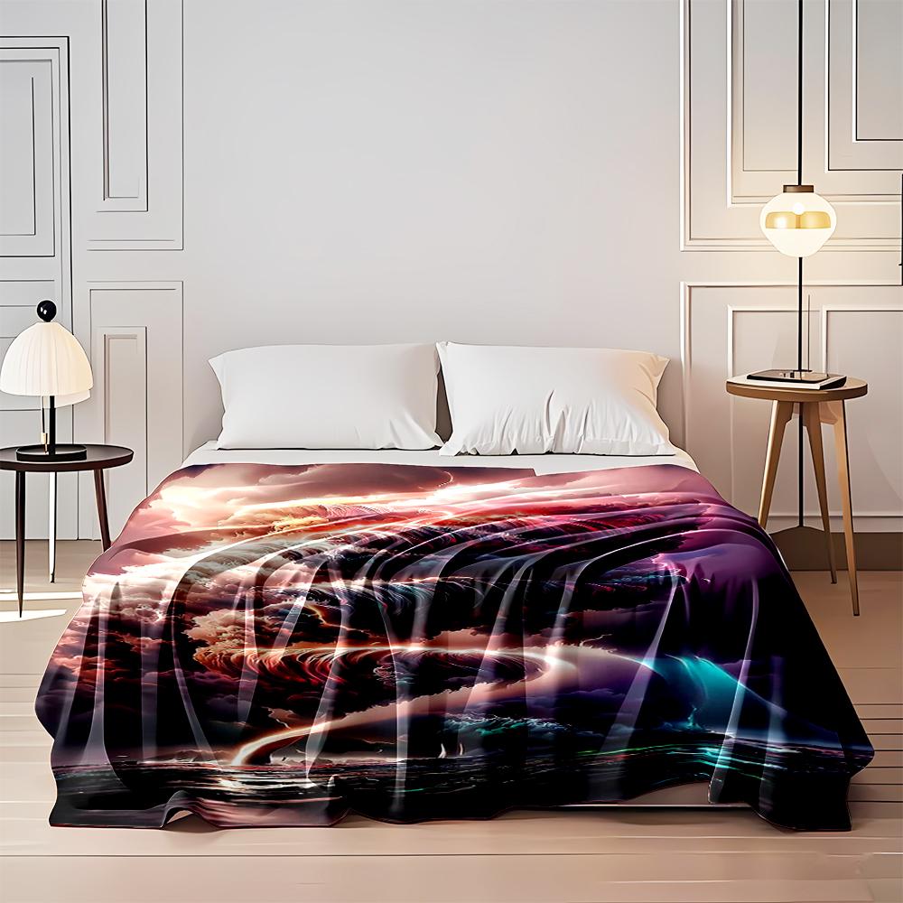"Colorful Tornado and Storm Cloud Art Blanket" Flannel Blanket for Bedroom, Living Room, Sofa, and Nap Sofas.