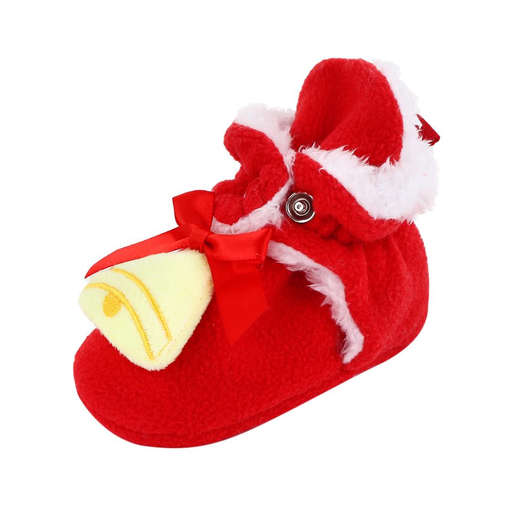 Newborn Infant Baby Girls Christmas Shoes Footwear Crib Warm Winter Bootie