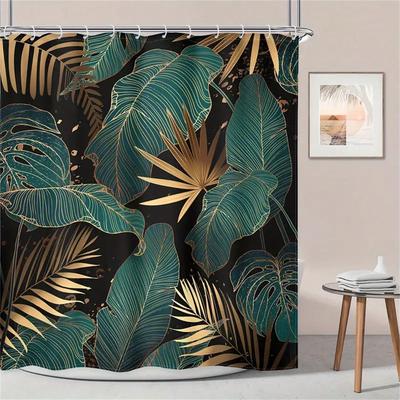 Tropical Leaves Shower Curtain: Embrace the Exotic Design, Soft Fabric, and Lush Vibes for Your Stylish Bathroom