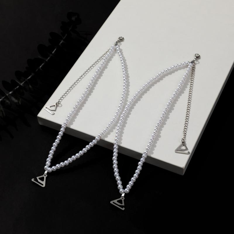1 Pair Adjustable Bra Straps with Exposed Pearls Elegant Detachable Clear Bra Strap Chains for Women Elegant Lingerie Accessory