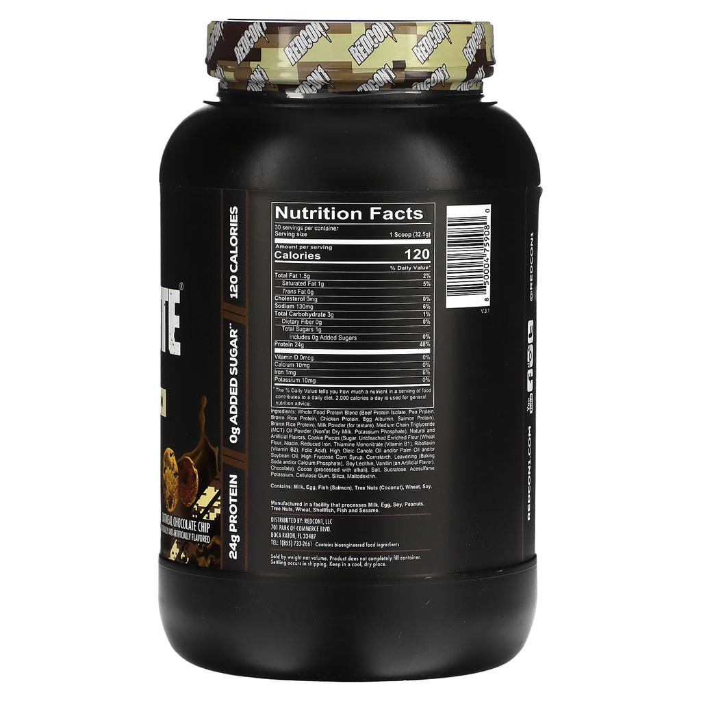 Redcon1, Mre Lite, Whole Food Protein, Oatmeal Chocolate Chip, 975G (2.15Lb)