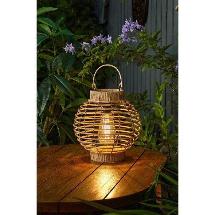 Lanterne Solaire - SMART GARDEN - Terra - LED blanc chaud - 5 lumens - Beige naturel - Plastique - 23 x 22.5 cm