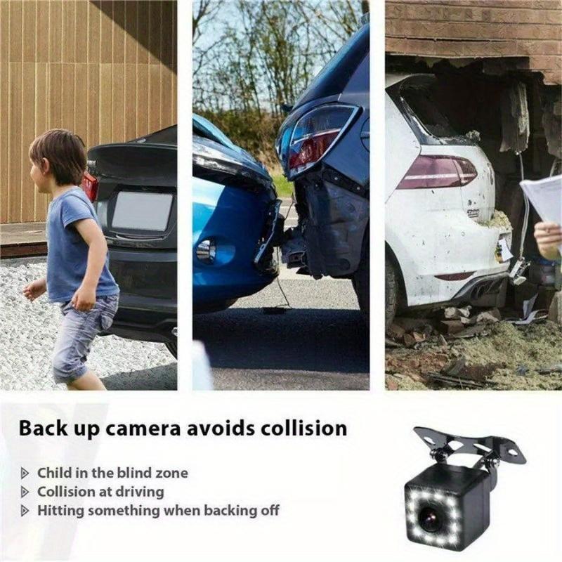 HD CCD Car Rear View Camera with 12 LED Night Vision - Wide Angle Reverse Backup Camera for Parking, Front & Rear Universal