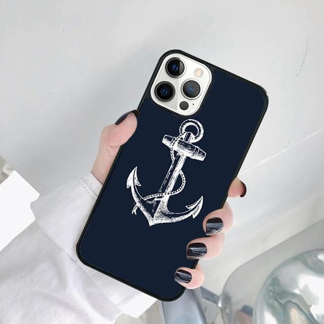 

Синий якорь лодки Печать Рисунок Чехол для телефона Cover Для iPhone 17 Air 11 12 13 15 16 14 Pro MAX Plus iPhone 13