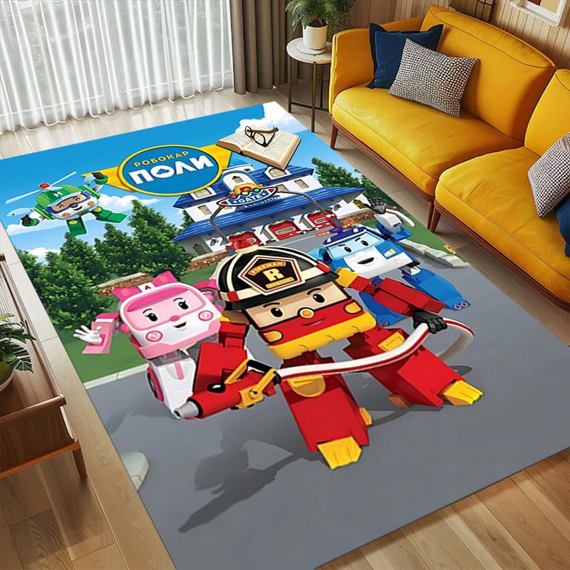 Robocar Poli Living Room Nonslip Area Rug Soft Carpet For Bedroom Game Playroom Sofa Office Home Decor Doormat Christmas Gift C926550