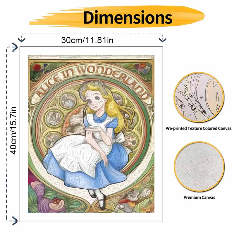 Disney Alice In Wonderland Oil Art Painting Kit Home Wall Decor Handmade Gift Art Nouveau Poster Style Vintage Classic Aesthetic Decor