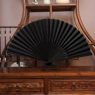 Black Folding Fan with Bag Chinese Style Dance Performance Photo Props Portable Summer Bamboo Hand Held Fan Party Supplies Gift