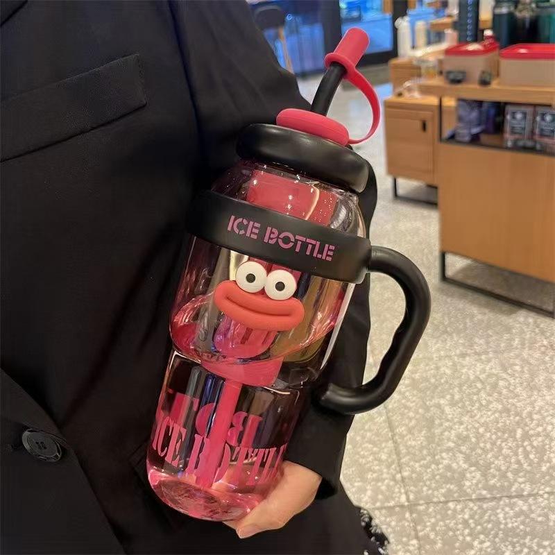 Girl's Water Bottle Cute Water Bottle Straw Water Bottle Convenient Water Bottle with Straw 1300ml