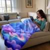 Colorful Cloud Pattern Flannel Printed Blanket Suitable for All Seasons Suitable for Living Room Office Sofa and Travel