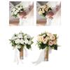 Wedding Bouquet for Bride Realistic Artificial Rose Flowers Faux Floral for Festival Valentine's Day Holiday Party Anniversary
