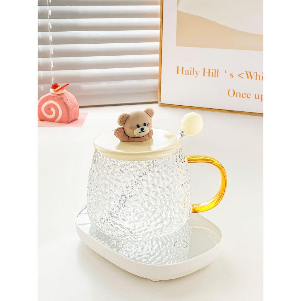 Hochwertiges süßes Bärenglas mit Deckel Löffeltasse für Mädchen zum Wassertrinken Becher mit großer Kapazität Kaffeetasse für Paare