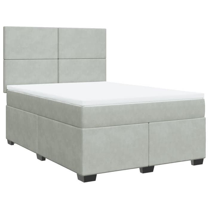 VidaXL Slat Bed Base and Mattress Light Grey 140x200cm Velvet 3293224