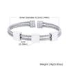 Vnox 10mm Width Double Layer Steel Rope Bracelet, Gold Silver Color Open Cuff Bangle with Square Charm, Men's Punk Jewelry Gifts