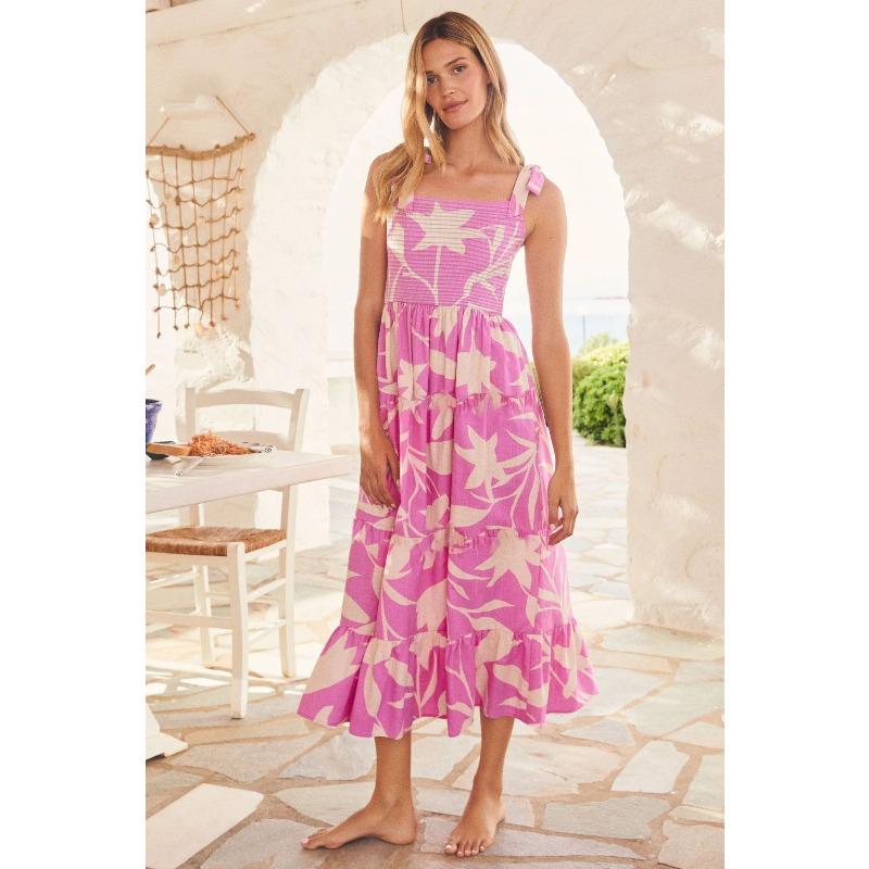 Sommer Damen Ärmelloses Pendler-Kleid mit Spice Girls Print Langes Trägerkleid Damen
