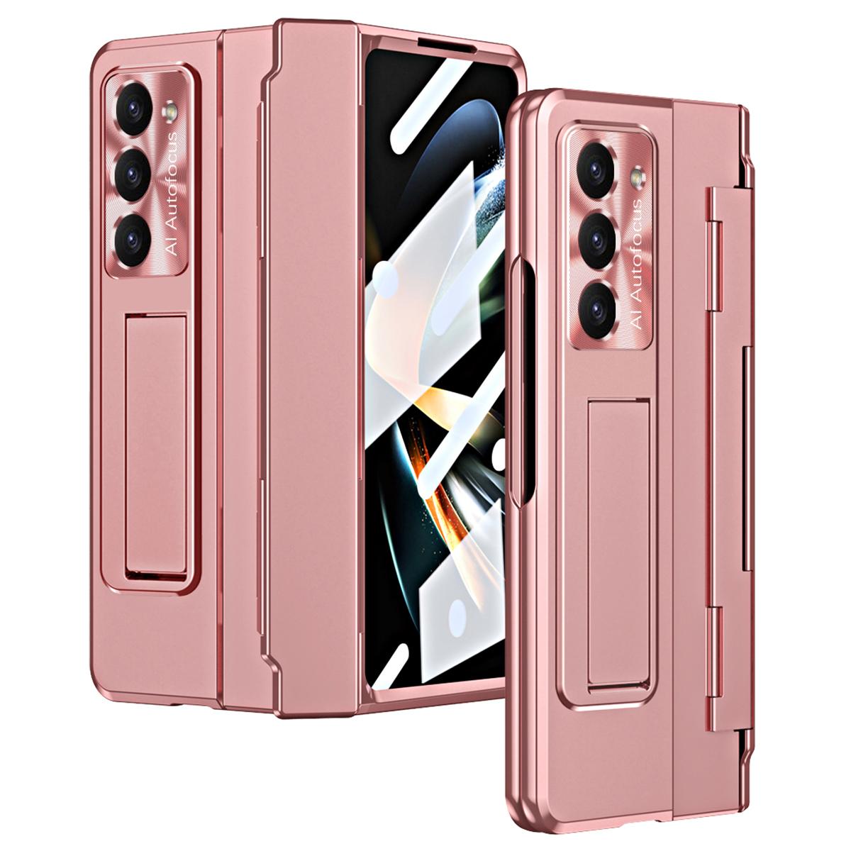 

For Samsung Galaxy Z Fold6 5G Case Hinge Protection PC Phone Cover with Kickstand Pink