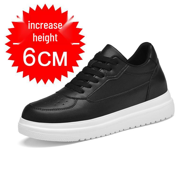 Men's Breathable Skate Sneakers - 10cm Invisible Lift, Thick Sole, White Casual Shoes