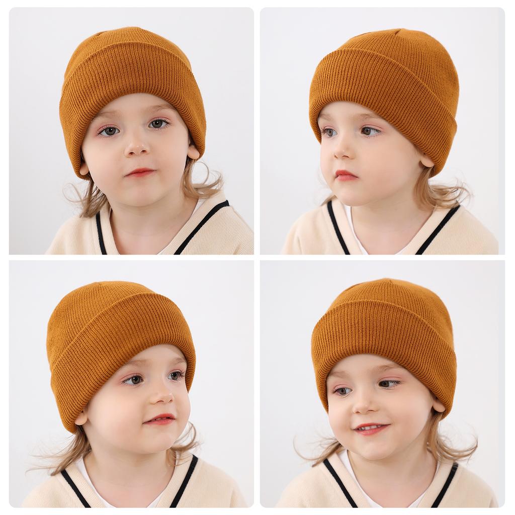 Children's Wool Knitted Hats Fall and Winter Boys and Girls Pullover Hats