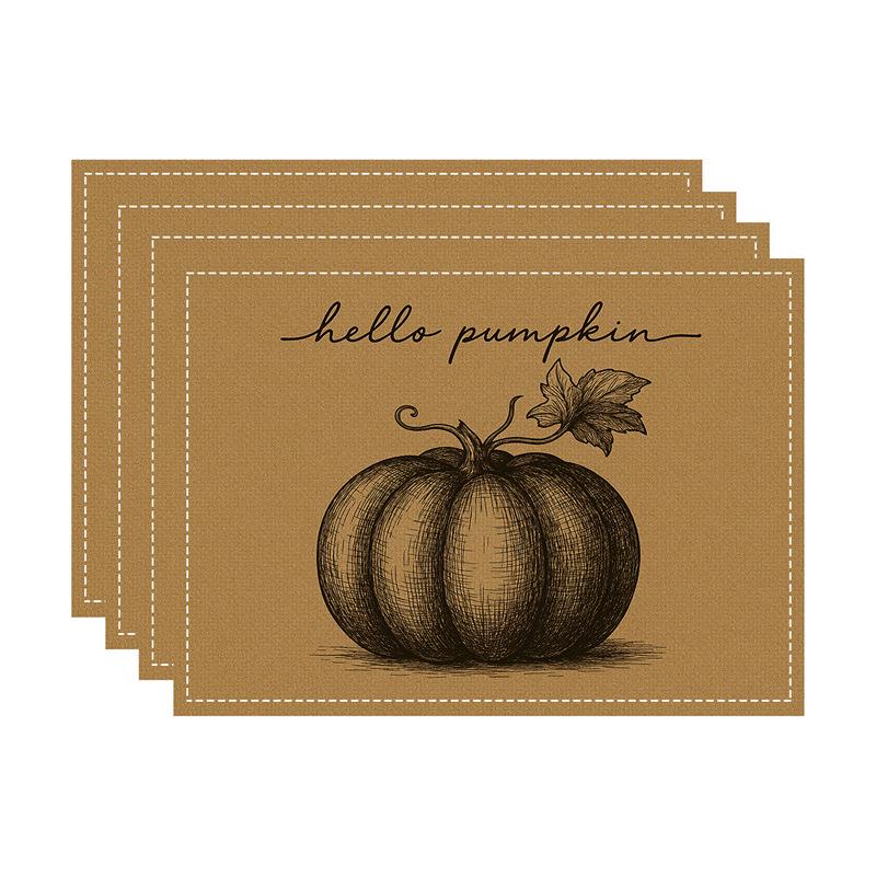 Autumn Thanksgiving Pumpkin & Maple Leaf Table Mat - Heat-Resistant Party Decor Coaster