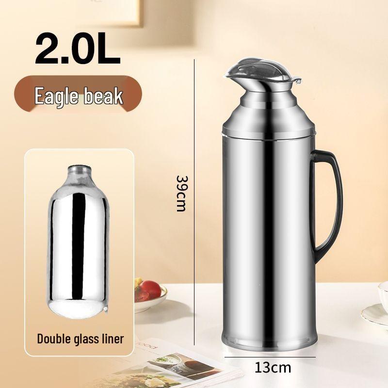 Large Capacity Stainless Steel Thermos Flask with Double Layer Insulation and Glass Liner