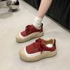Spring and Autumn Retro Thick Baseplate Shoes Soft Leather Big Head Ugly Cute Casual Round Head Soft Sole Soft Surface Niche Original Single Shoes Wom