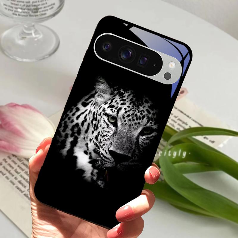 For Google Pixel 9 Pro XL Case Pixel9 Cute Animal Tempered Glass Phone Cover For GOOGLE PIXEL 9A Glass Protective Fundas Cases