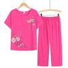 Conjunto de duas peças de verão: Camiseta de Manga Curta e Calças de Pijama para Mulheres de Meia-Idade e Idosas