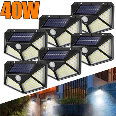 40W Nuove Luci Solari Lampada da Parete per Esterno Sensore di Movimento PIR 100 LED Alimentate a Energia Solare Luce Stradale Solare per Giardino Cortile