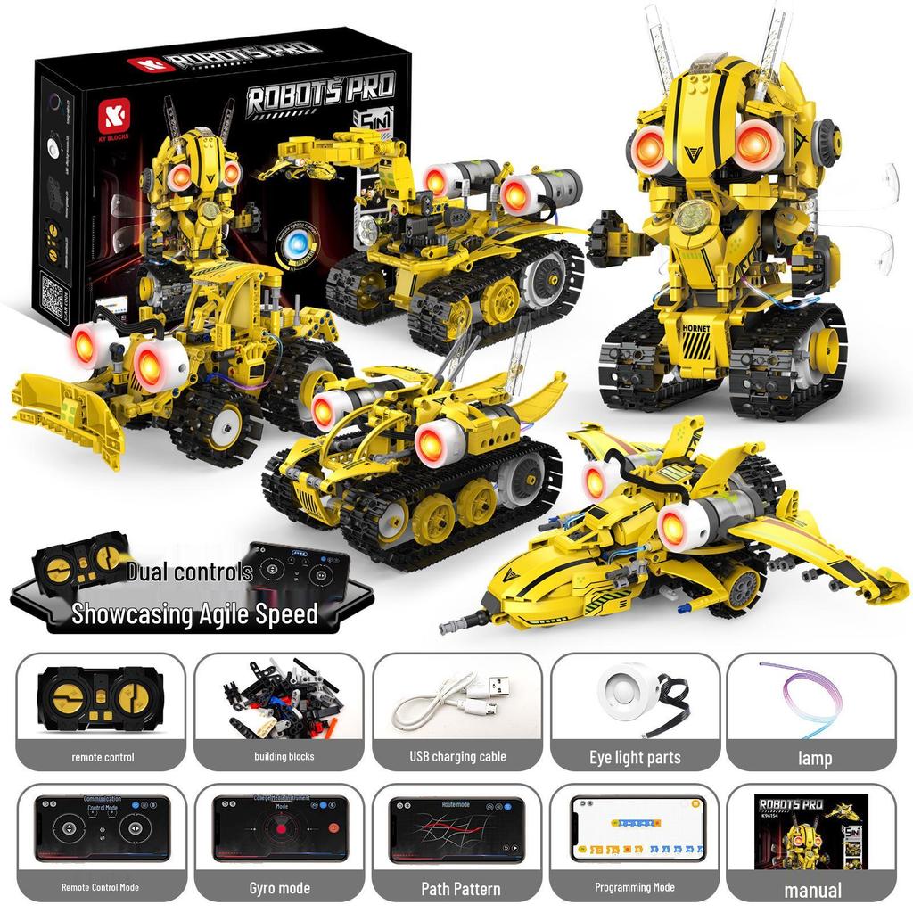 5-in-1 Robot Programming Building Blocks Educational Toy for Kids - Digital Display Remote Control