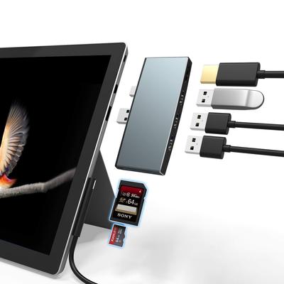 Microsoft Surface Pro 6 Pro 5 Exclusive USB Hub HDMI Port Card Reader USB Ports 3 High Speed Data Transfer Multi 6in2 Aluminum USB Accessories for