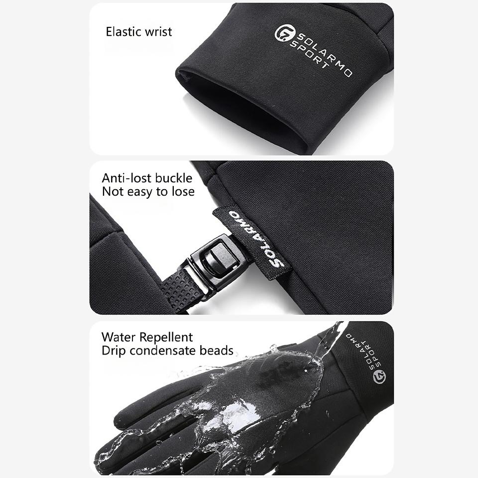 Winter Warm Compatible Full Finger Gloves Men's and Women's Black Anti Slip Thick Gloves Outdoor Cycling Windproof Lining Gloves