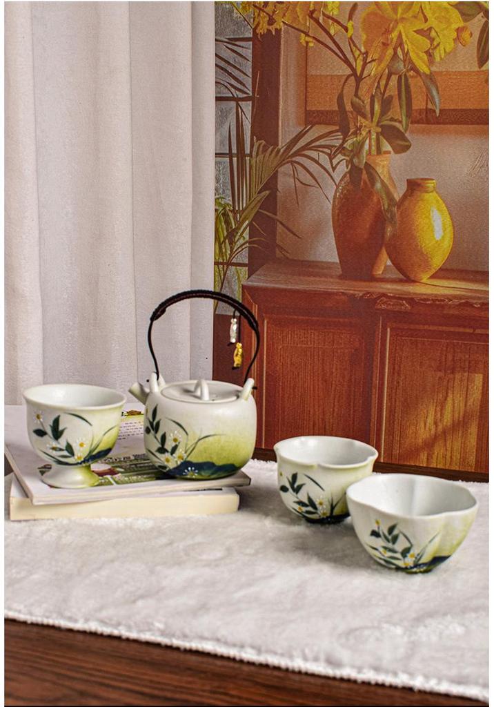Luxury Hand-Painted Ceramic Gaiwan & Tea Tasting Cup Set for Women