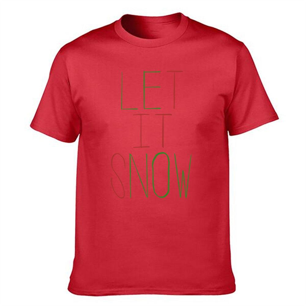 Unisexs Cotton Tshirt Let It Snow Print Casual Short Sleeve Top For Winter Holiday Christmas Daily Wear