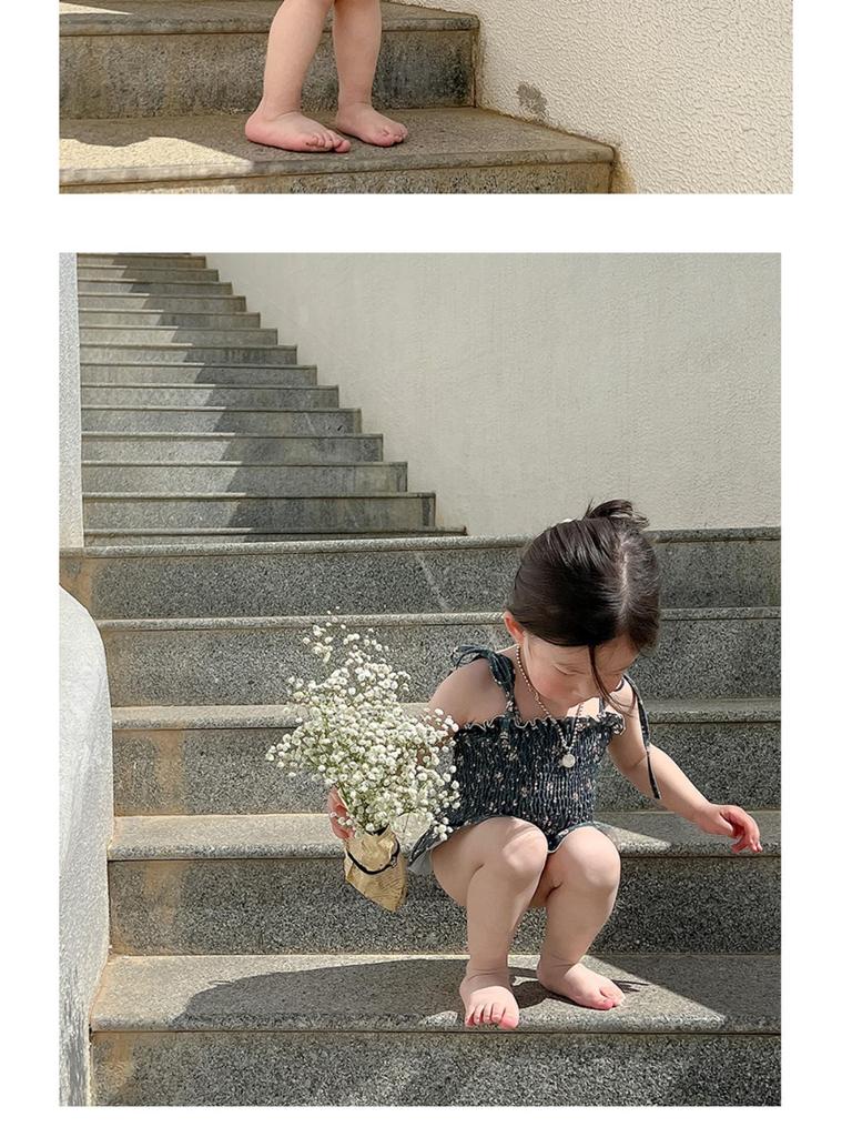 Floral Ruffle Strappy Triangle One-Piece Swimsuit for Girls