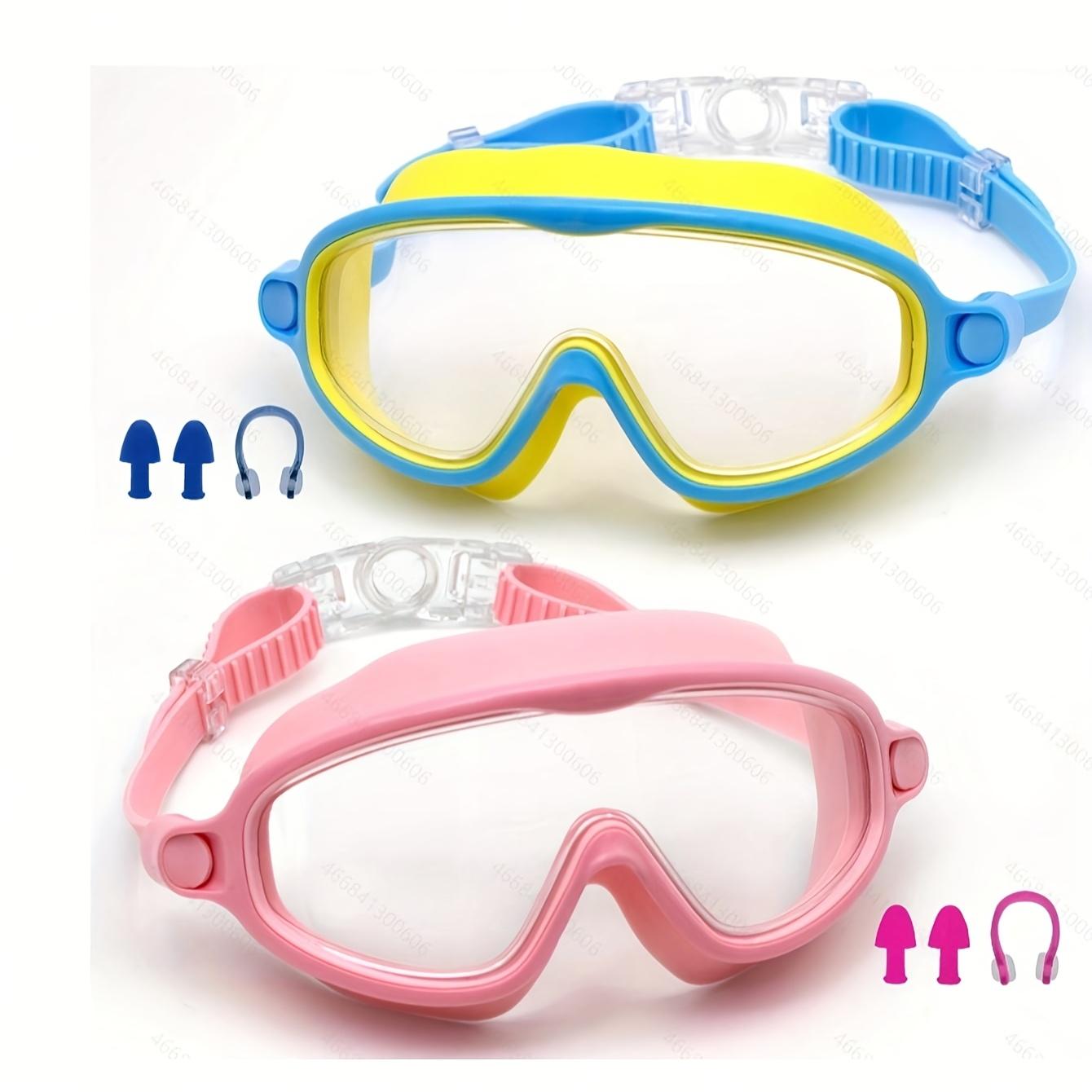 

8Pcs Swimming Goggles Set - 2 Pairs Of High-Definition Anti-Fog Swimming Goggles, With 4Pcs Earplugs And 2Pcs Nose Clips. Adjustable, Leak-Proof 2pcs (blue-yellow + pink)
